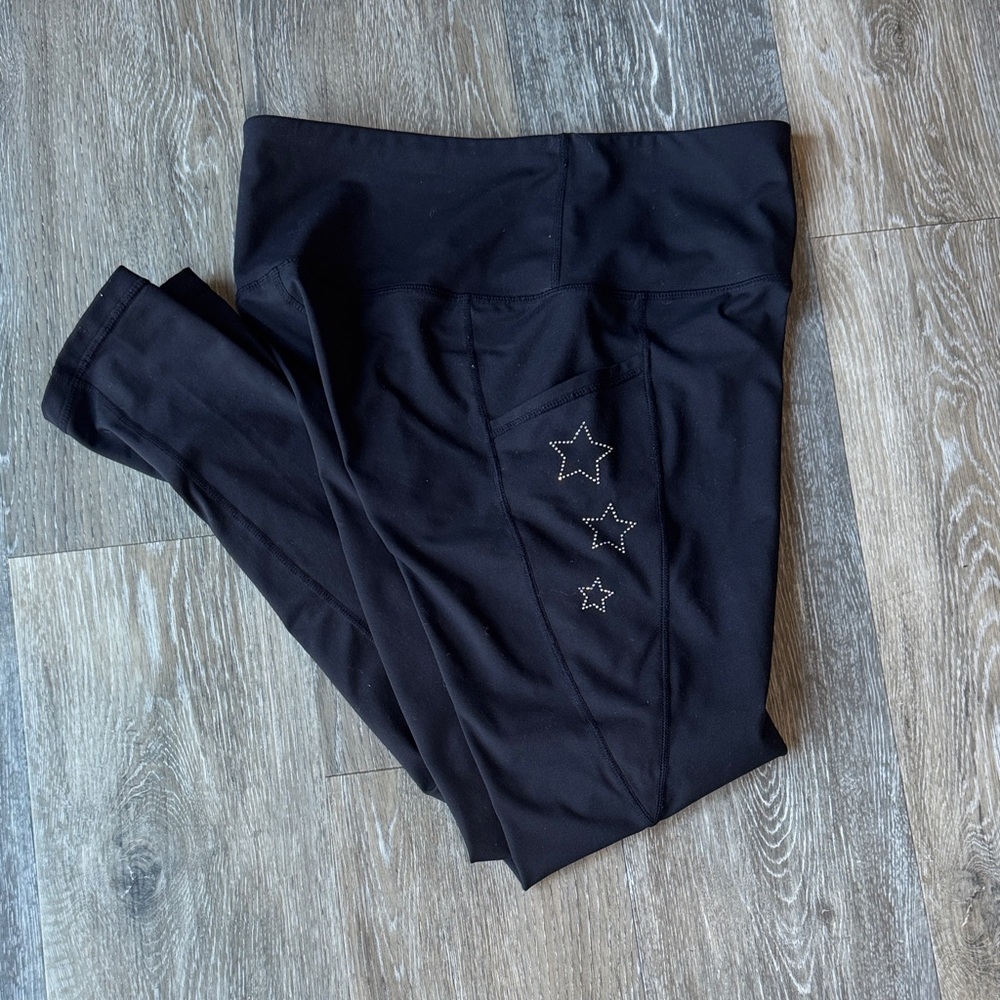 Mono B Black Leggings with Star Stud Detail